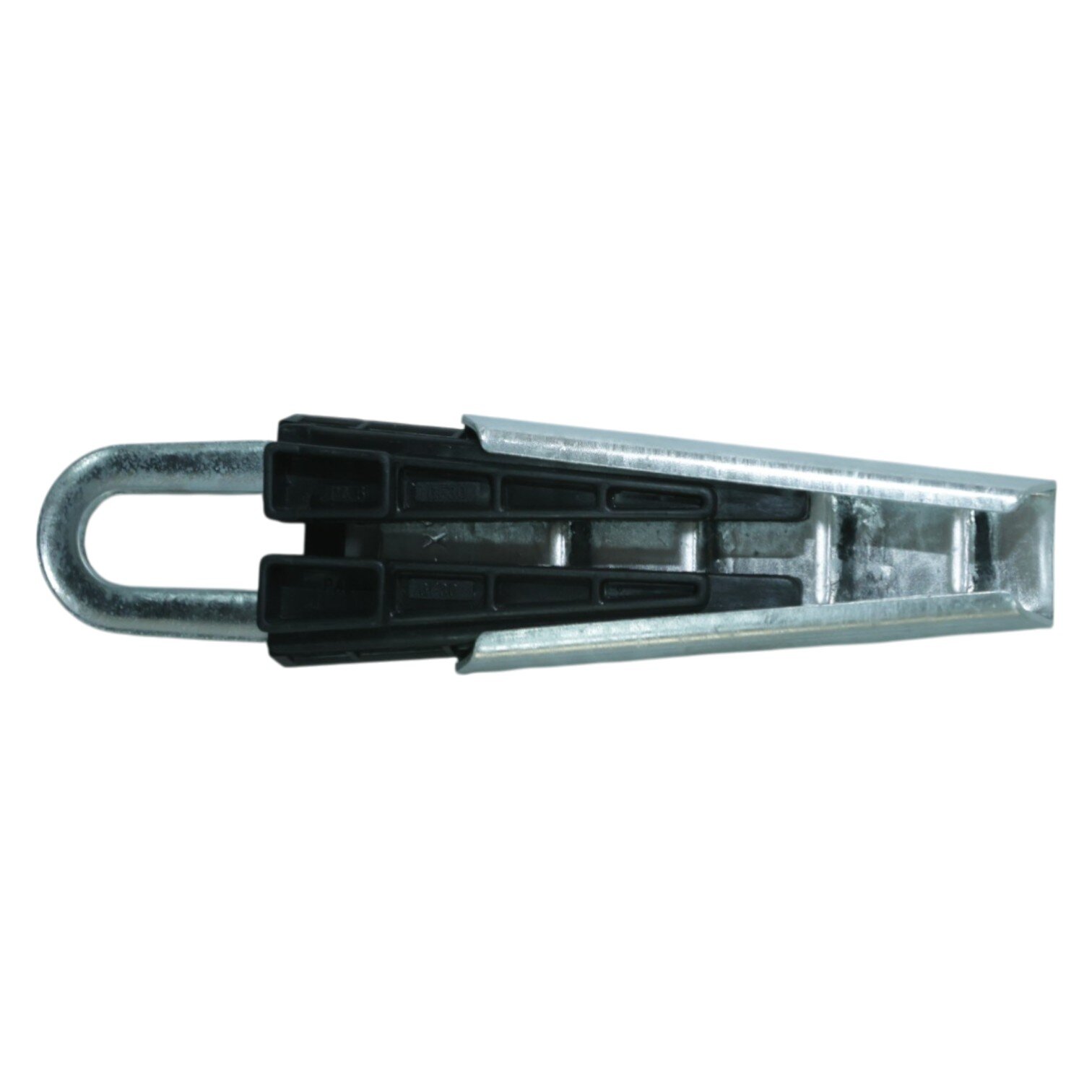 Verzinkte Abspannklemme für Mess-Stränge und Sensorseile. Robuster Klemmmechanismus für Drahtseile bis 4 mm.