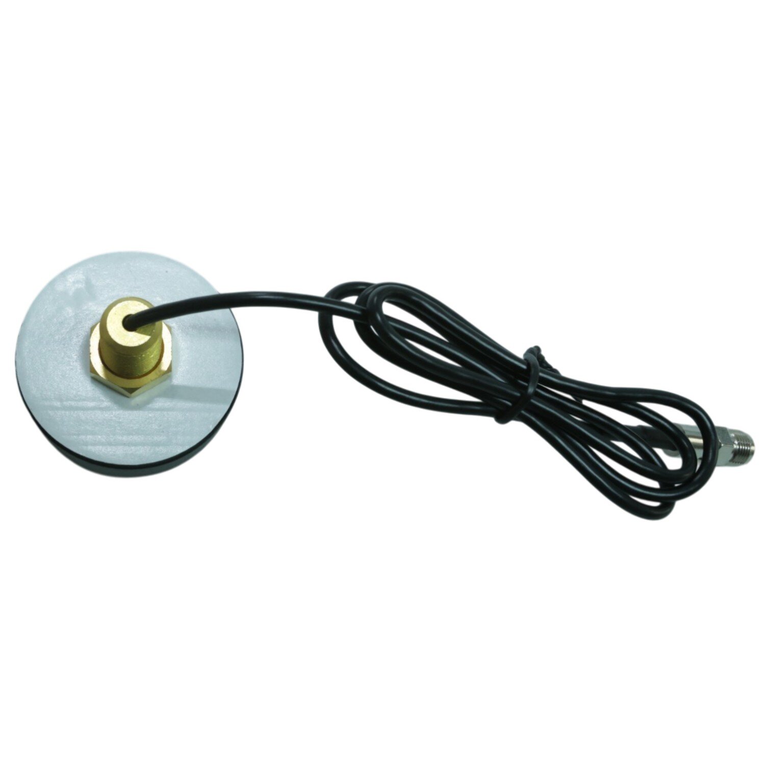 Flache Patch-Antenne mit konfektioniertem Anschlusskabel — flexibel zu platzieren.