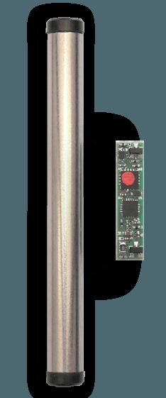 Einzelner Thermistor-Knoten („T-Node HD"): vergossenes Gehäuse mit Anti-Verdreh-Mechanik, IP68, ausgelegt für Permafrost und tiefe Seen.