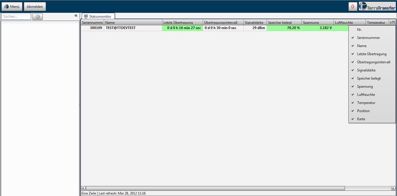 Sensormanager, Status-Monitor einer einzelnen Mess­stelle